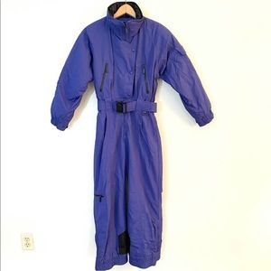 eddie bauer vintage snowsuit one piece womens 4 petite winter ski snowboard blue